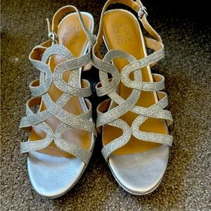 Glitter open-toed heels